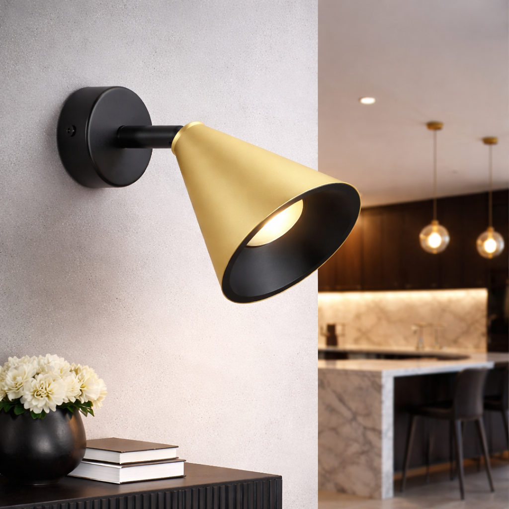 Aplica Cone Black & Gold Premium cu Spot Reglabil