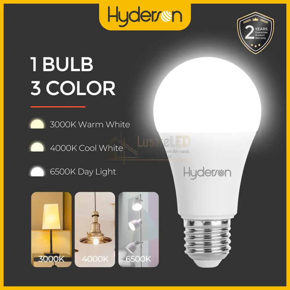 Bec Led E27 10W 3 Functii Glob Mat