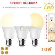 Bec Led E27 10W 3 Functii Glob Mat