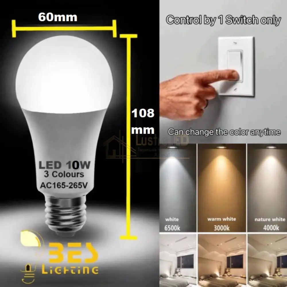 Bec Led E27 10W 3 Functii Glob Mat