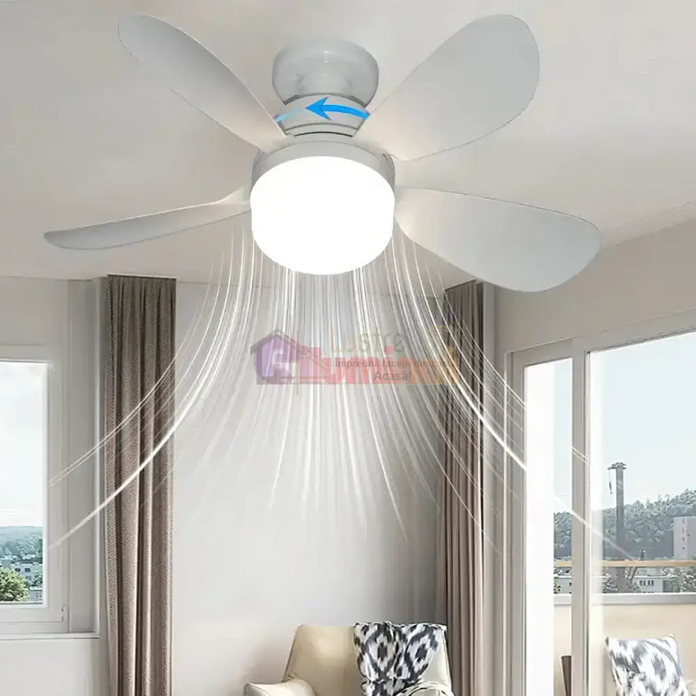 Bec LED E27 30W cu Ventilator, 3 Lumini si telecomanda lustreled.ro