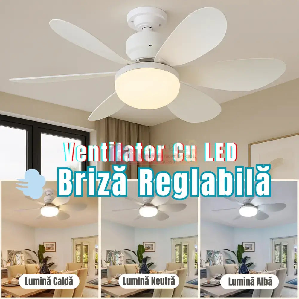Bec LED E27 30W cu Ventilator, 3 Lumini si telecomanda lustreled.ro