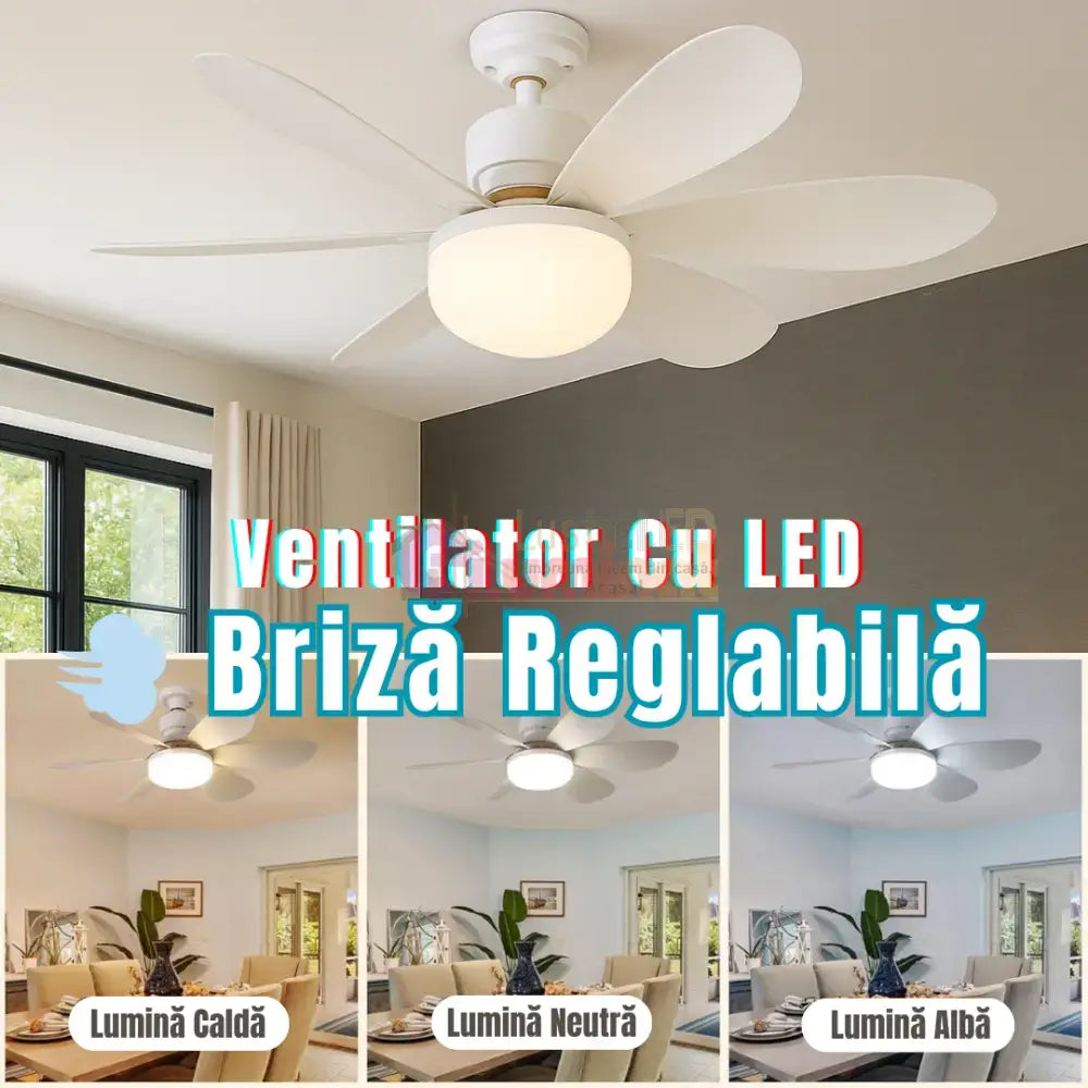 Bec LED E27 30W cu Ventilator, 3 Lumini si telecomanda lustreled.ro