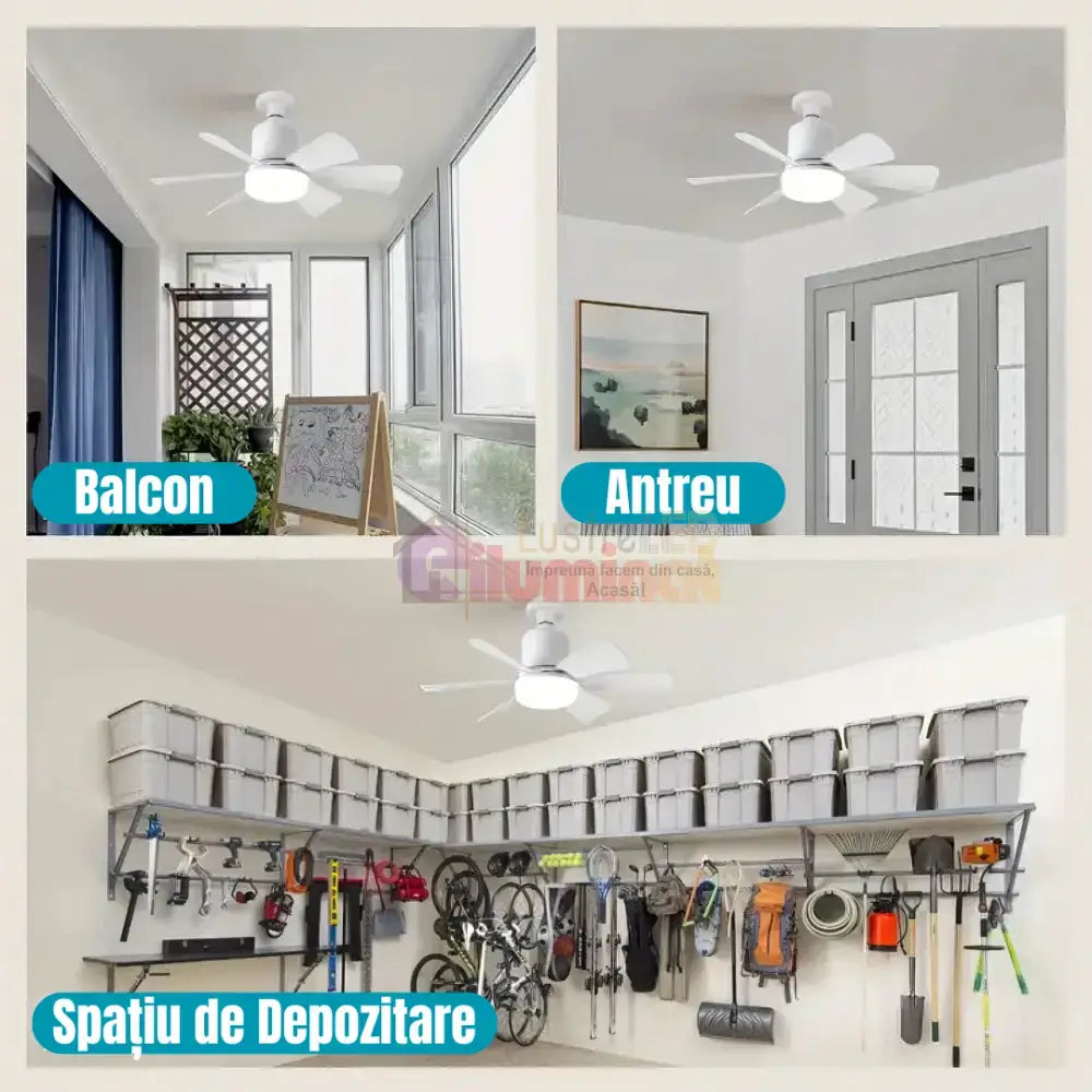 Bec LED E27 30W cu Ventilator, 3 Lumini si telecomanda lustreled.ro
