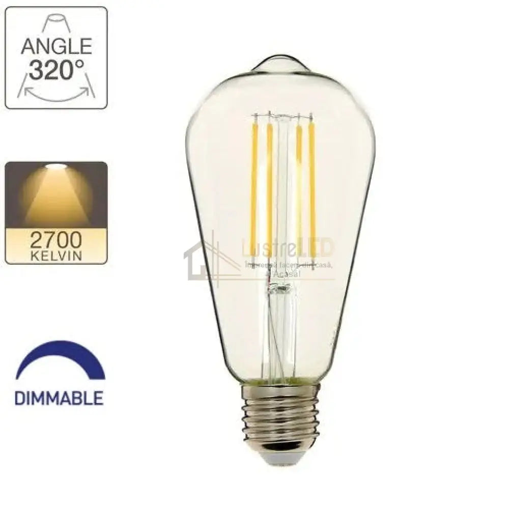 Bec Led E27 4W Filament St64 Dimabil