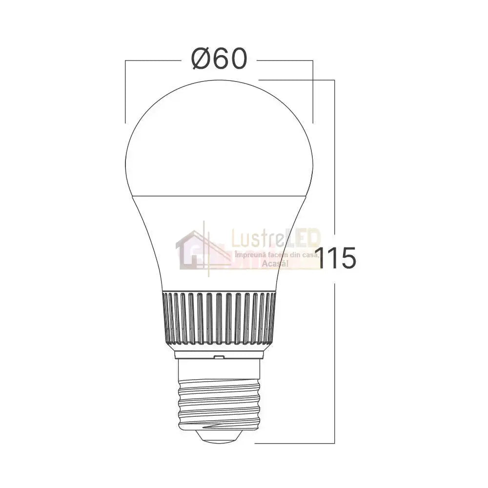 Bec LED E27 8,5W A60 Glob Mat LED BULB