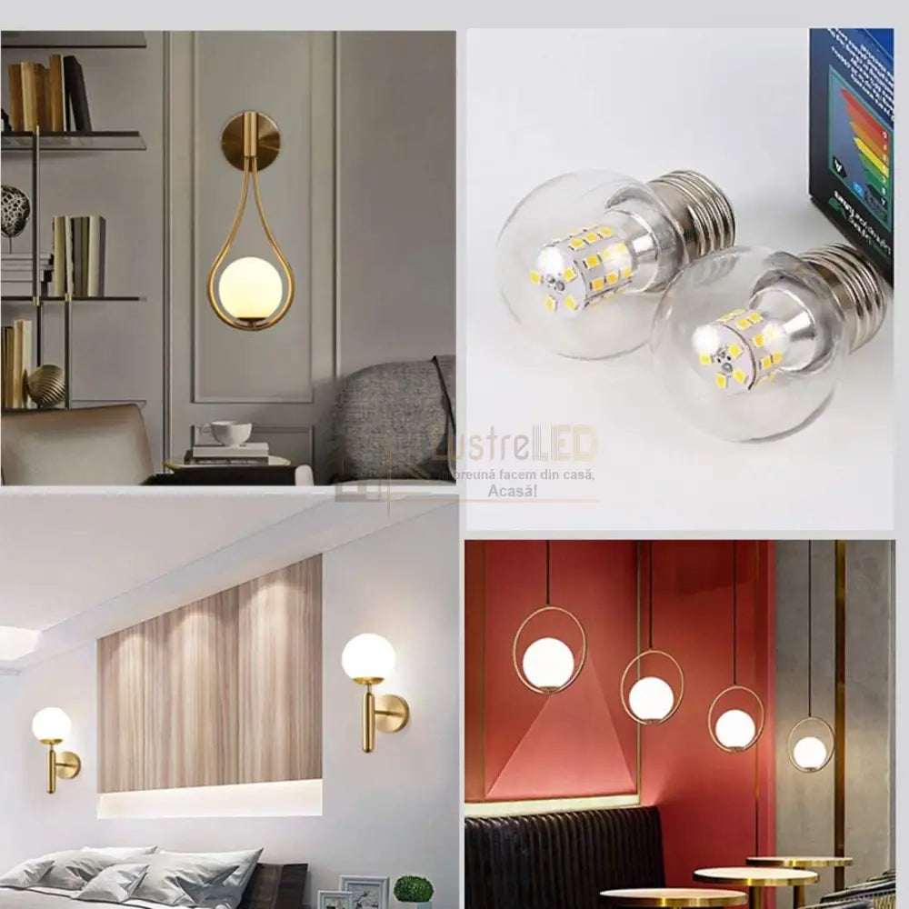 Bec LED E27 G45 9W SMD Transparent lustreled.ro