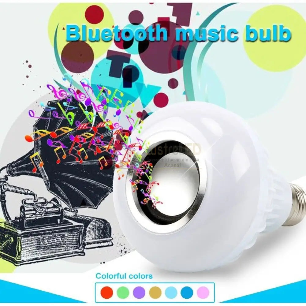 Bec Led Smart Rgb Cu Boxa Si Bluetooth Telecomanda