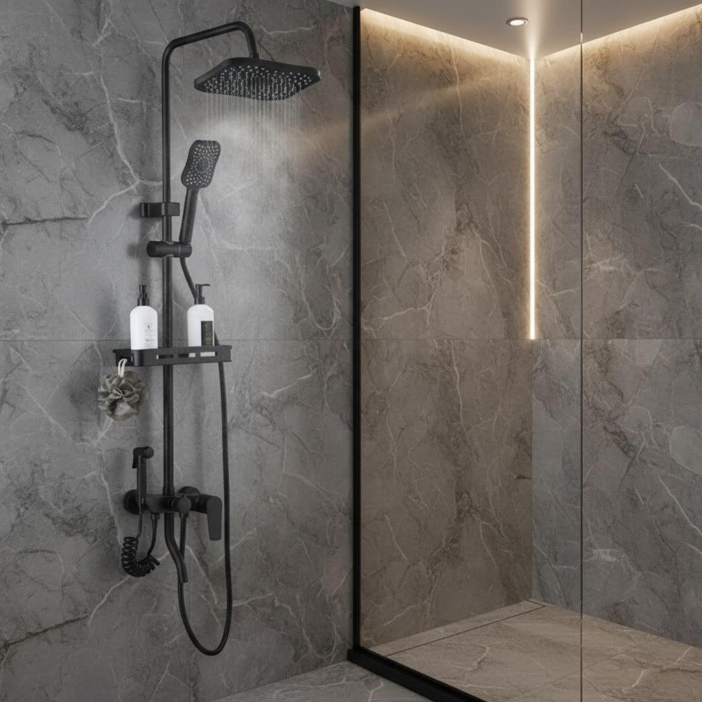 Coloana de Dus 1752 Negru Mat din Aluminiu