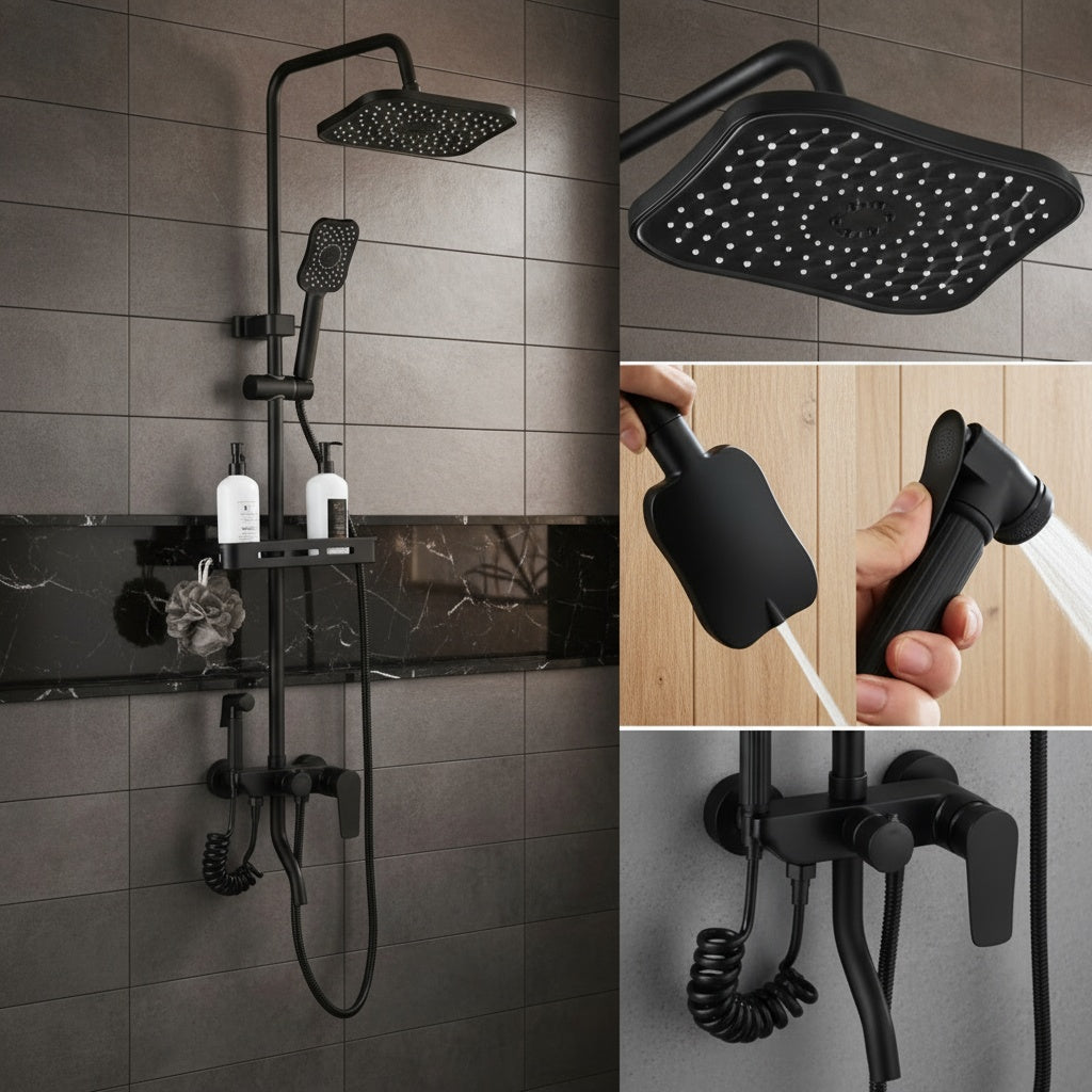 Coloana de Dus 1752 Negru Mat din Aluminiu