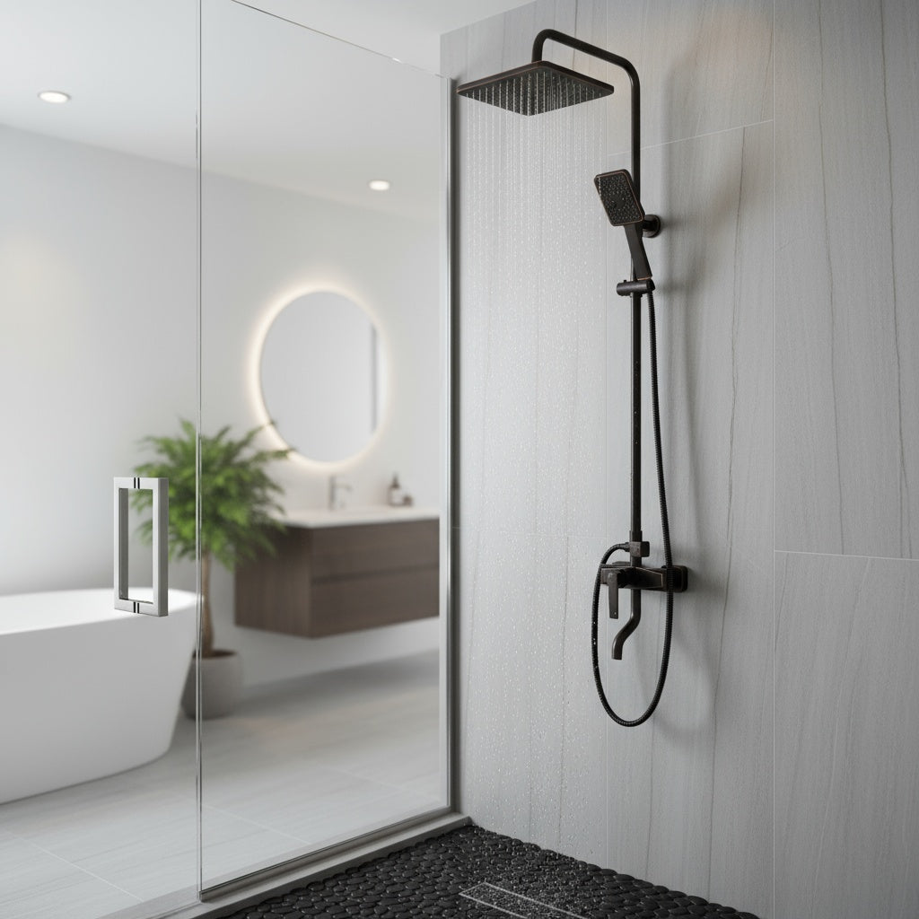 Coloana de Dus Negru Antichizat 1734 3 Functii din Alama Sanitara