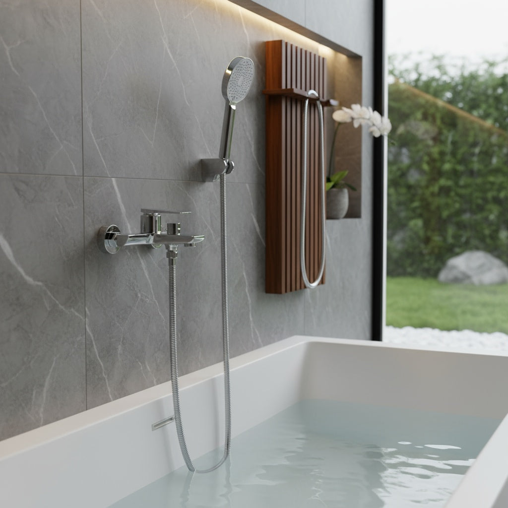 Coloana de Dus Inox Argintiu 3 Functii Design Slim si Reglabil