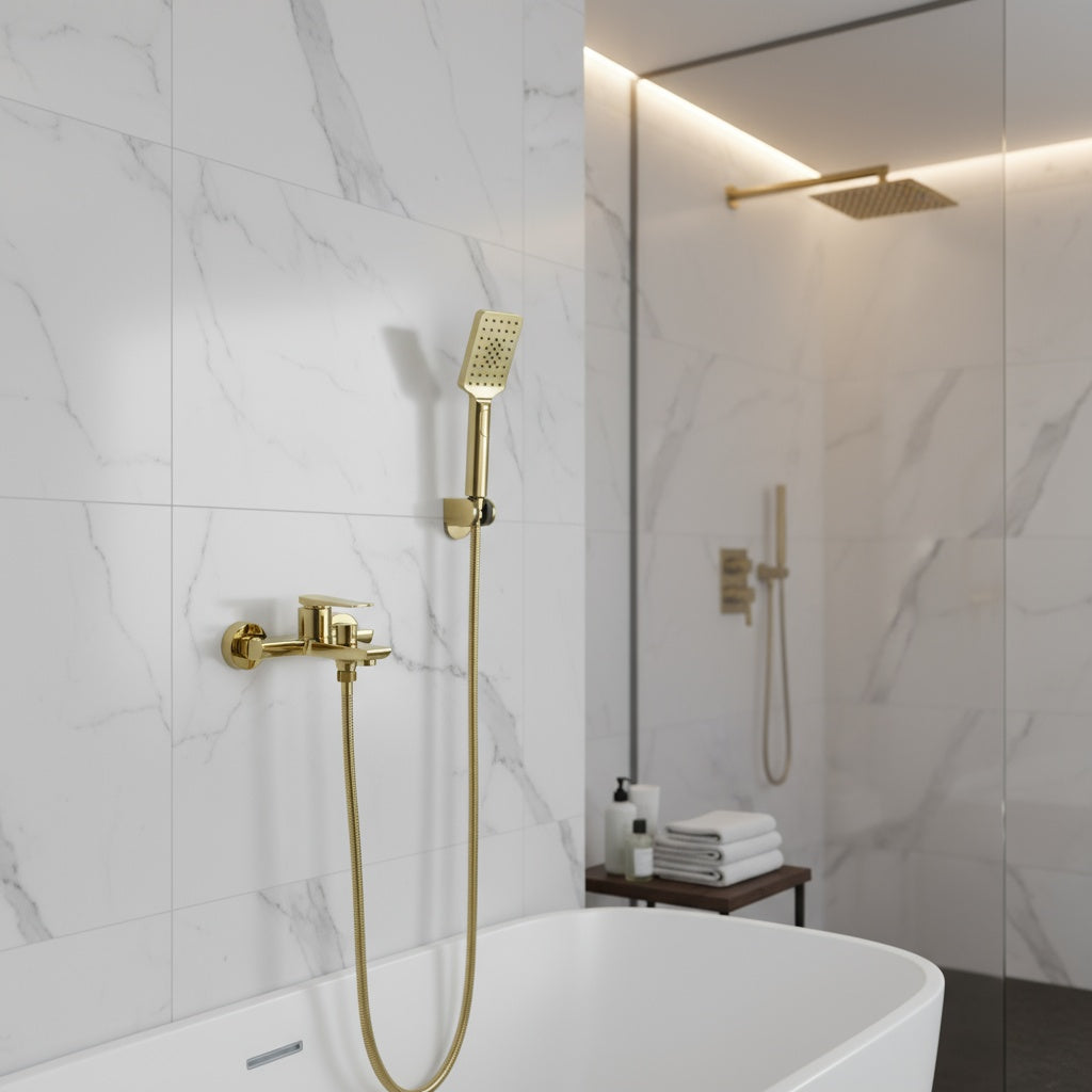 Coloana de Dus Auriu 3 Functii Design Slim Reglabil