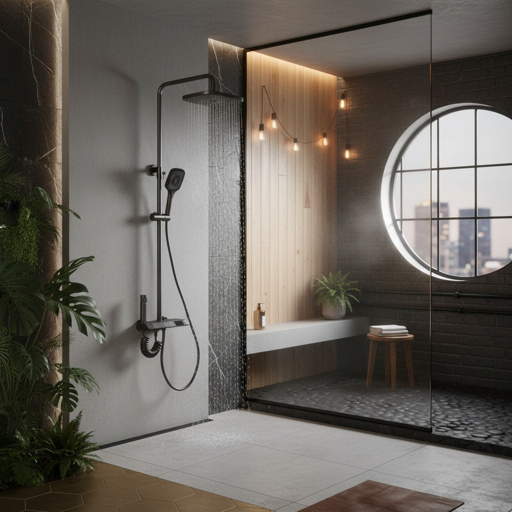 Coloana de Dus Gri Mat cu Afisaj LCD