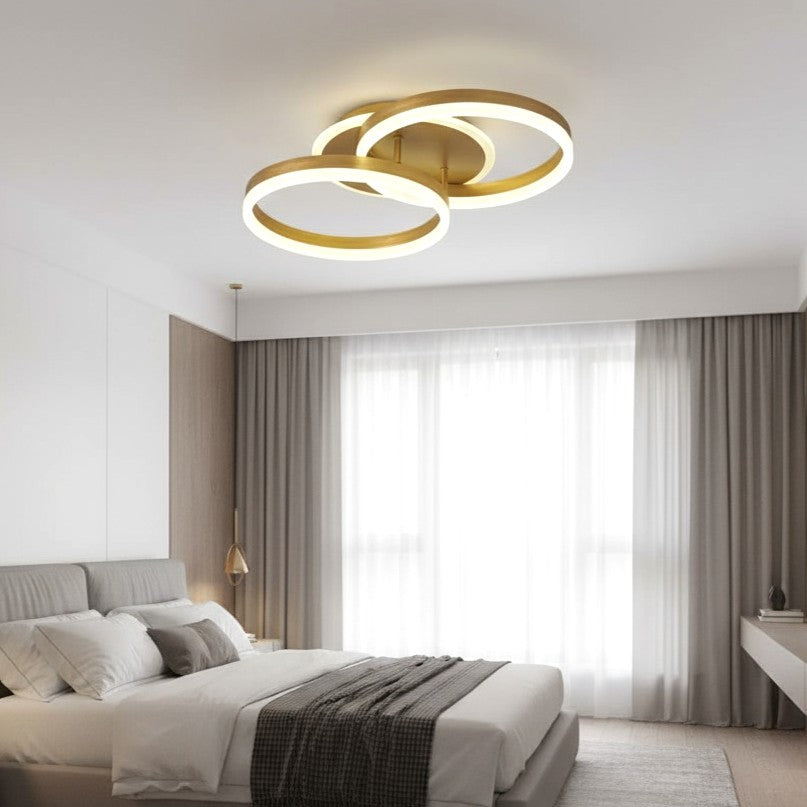 Lustra LED Beauty Gold 1+1 Circle Echivalent 400W Telecomanda