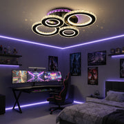 Lustra LED 4 CIRCLE Cristal Black RGB Echivalent 500W Telecomanda