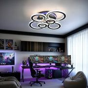 Lustra LED 6 CIRCLE Cristal Black RGB Echivalent 800W Telecomanda