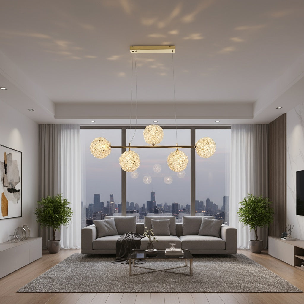 Lustra LED Suspendata Golden Sponge Echivalent 400W Telecomanda