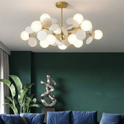 Lustra Suspendata SELVA Gold & White Abajur Mat Chandeliers