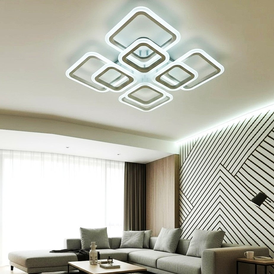 Lustra LED 4+4 SQUARE GIGANT Echivalent 1000W Telecomanda