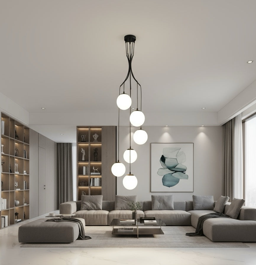 Lustra Abajur 6xE27 Saro Black Chandeliers