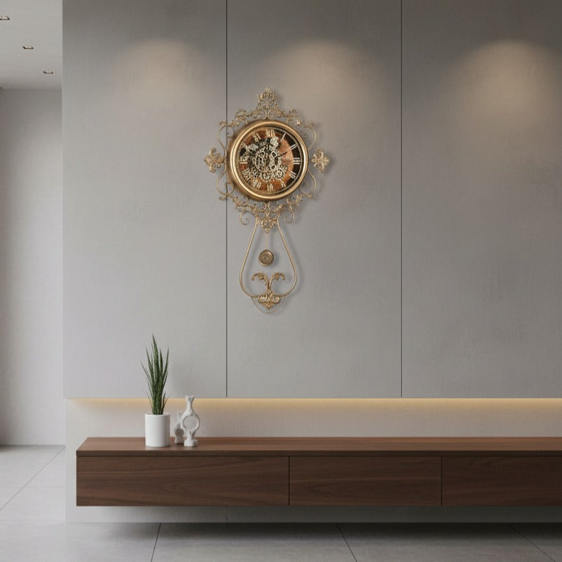 Ceas de Perete Decorativ Regal Gear Gold 95x61CM