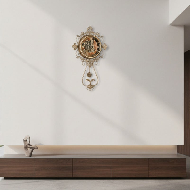 Ceas de Perete Decorativ Regal Gear Gold 95x61CM