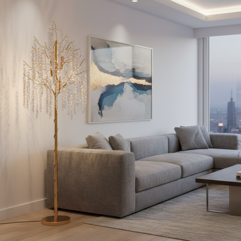 Lampadar Cristal LUXURY Golden Willow 175CM