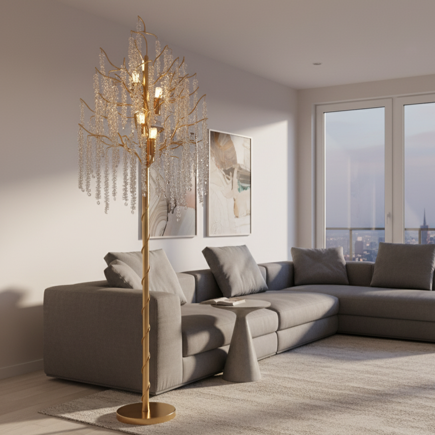 Lampadar Cristal LUXURY Golden Willow 175CM