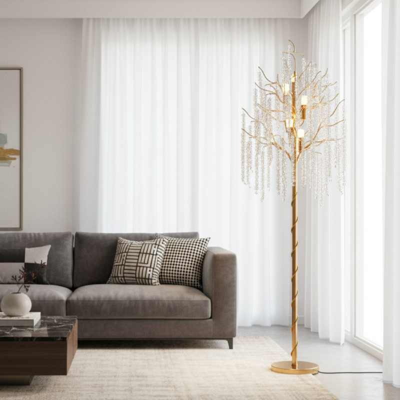 Lampadar Cristal LUXURY Golden Willow 175CM