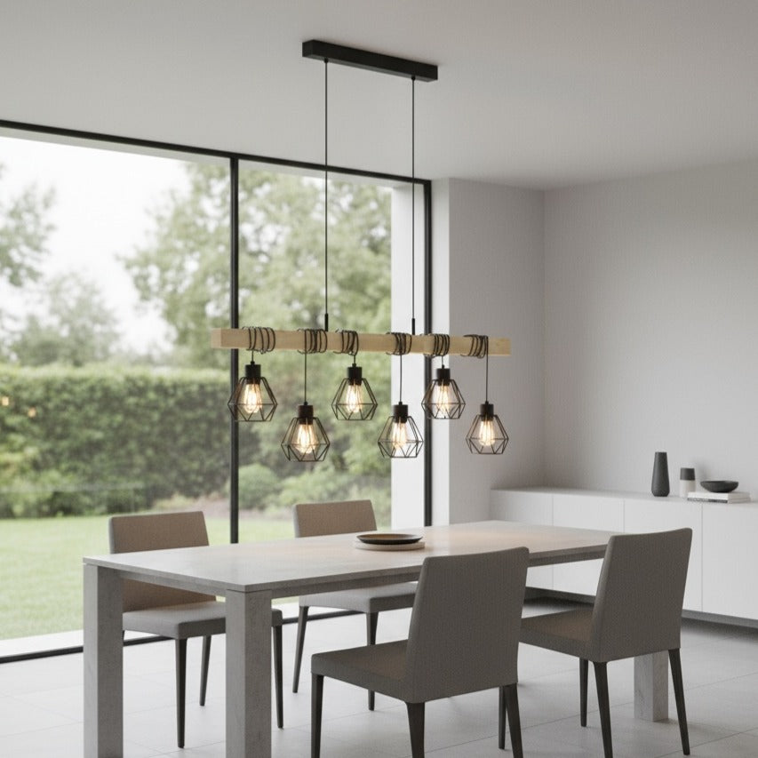 Lustra Suspendata TOWNSHEND 5 Black & Wood Eglo