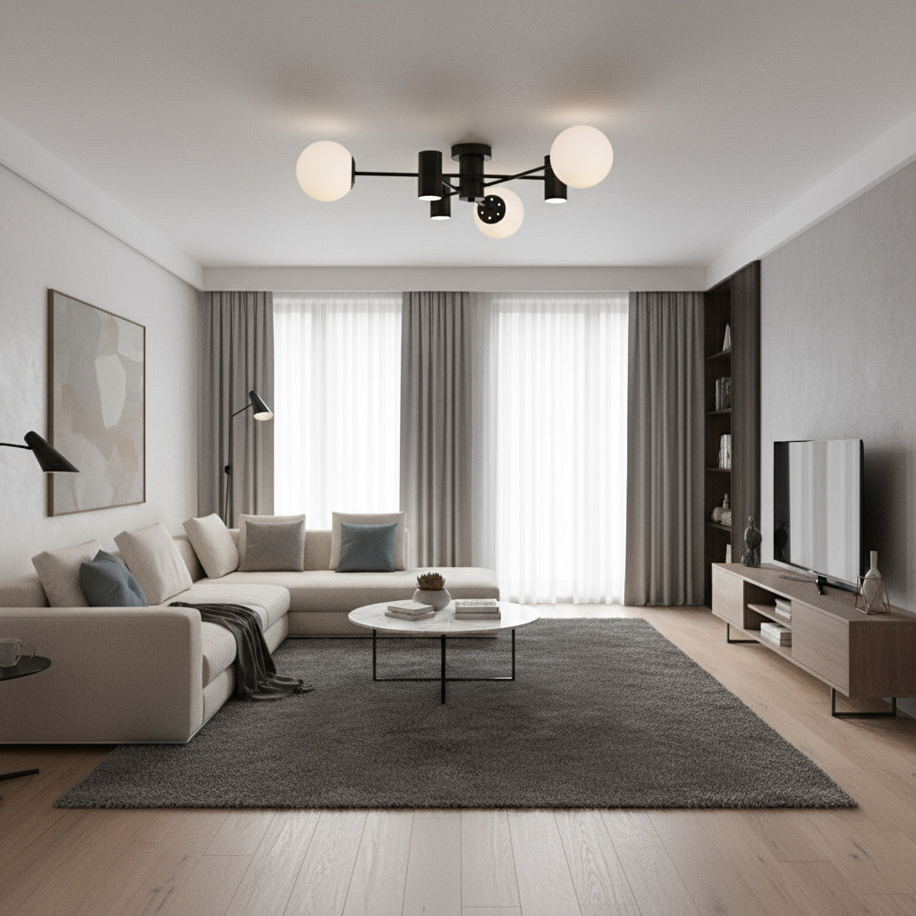 Lustra SEDA Abajur MAT cu 3 Spoturi Black