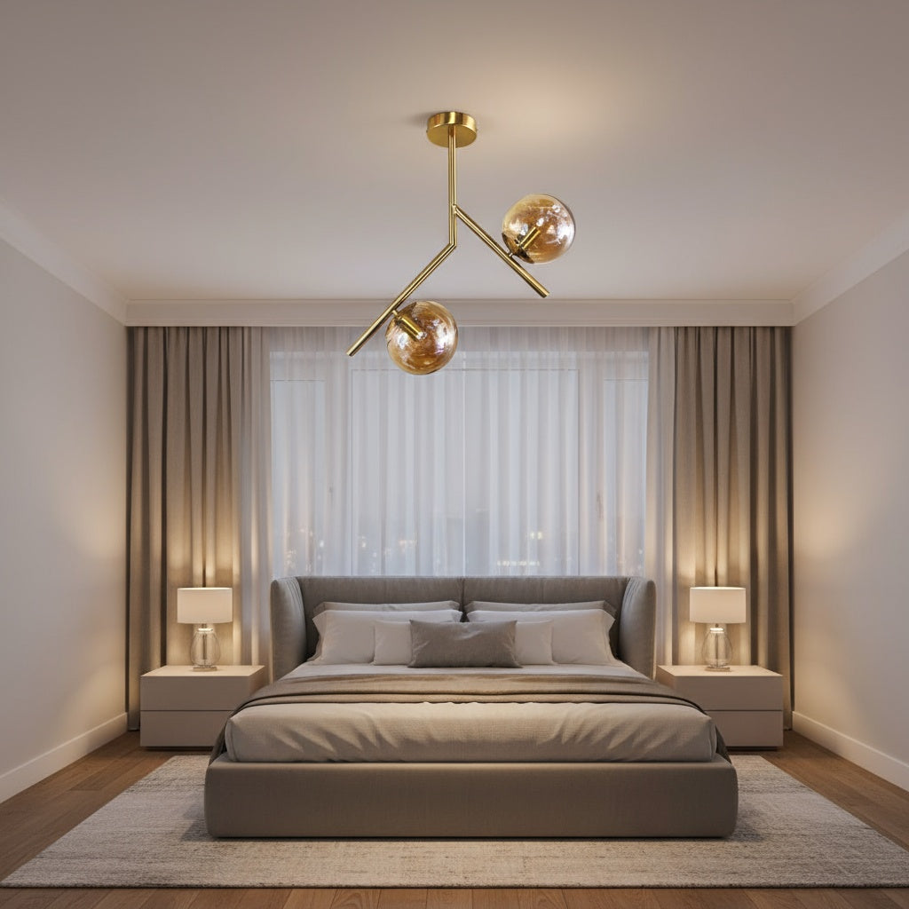 Lustra CRATO Gold Abajur Fumuriu 2xE14