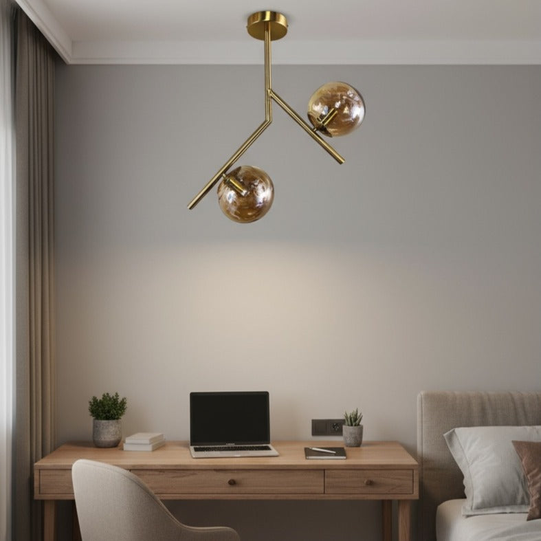 Lustra CRATO Gold Abajur Fumuriu 2xE14