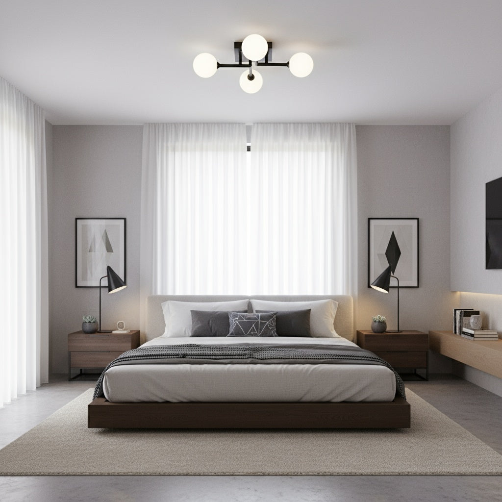 Lustra Mini STREVA Black Abajur MAT 4xE27