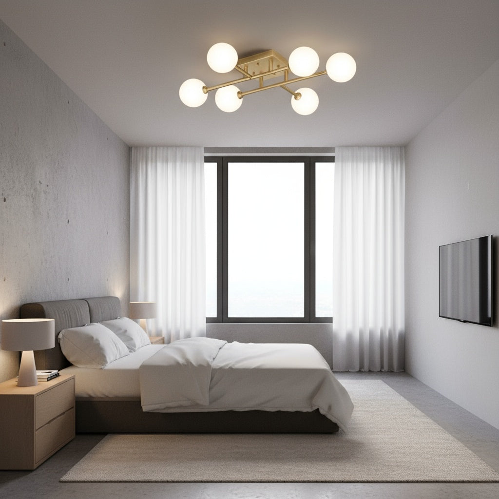 Lustra STREVA Gold Abajur MAT 6xE27