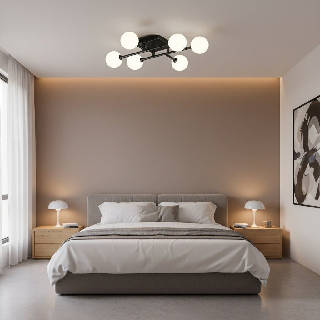 Lustra STREVA Black Abajur MAT 6xE27