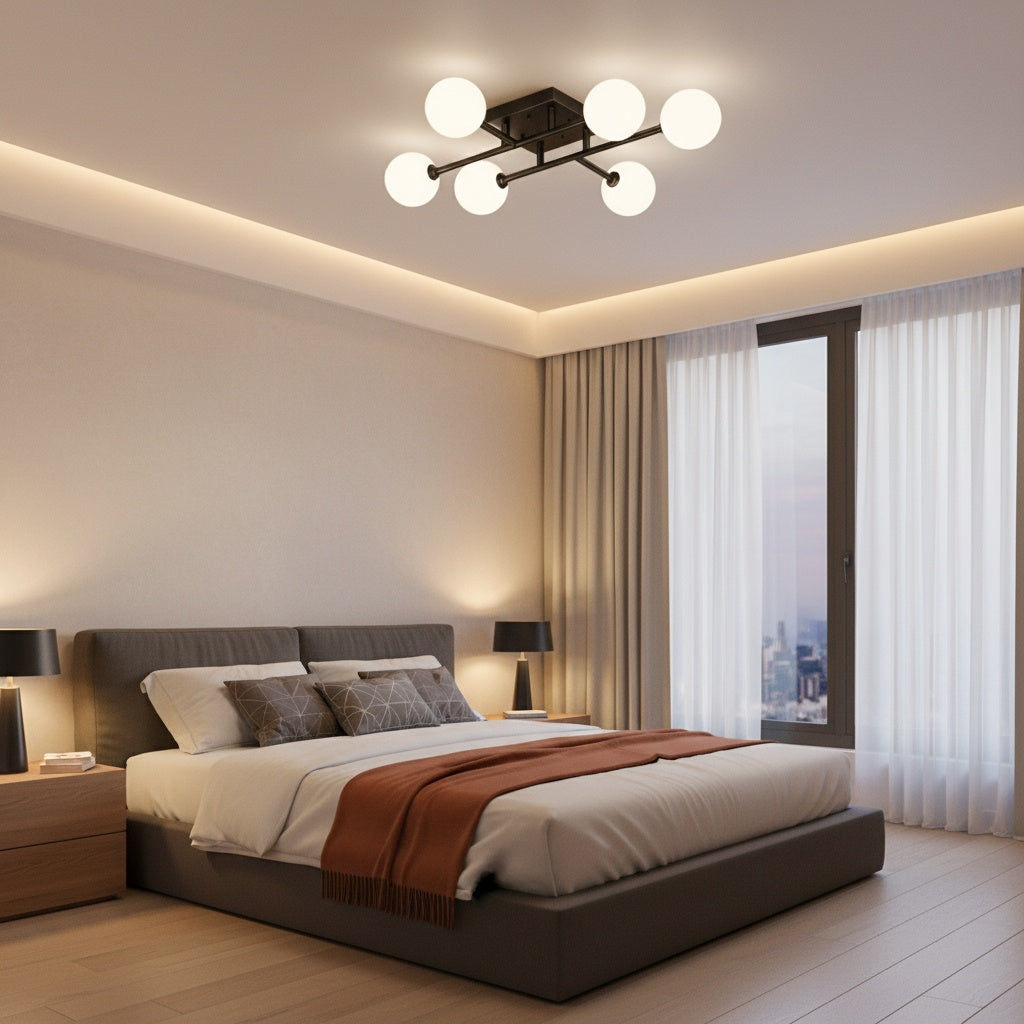 Lustra STREVA Black Abajur MAT 6xE27