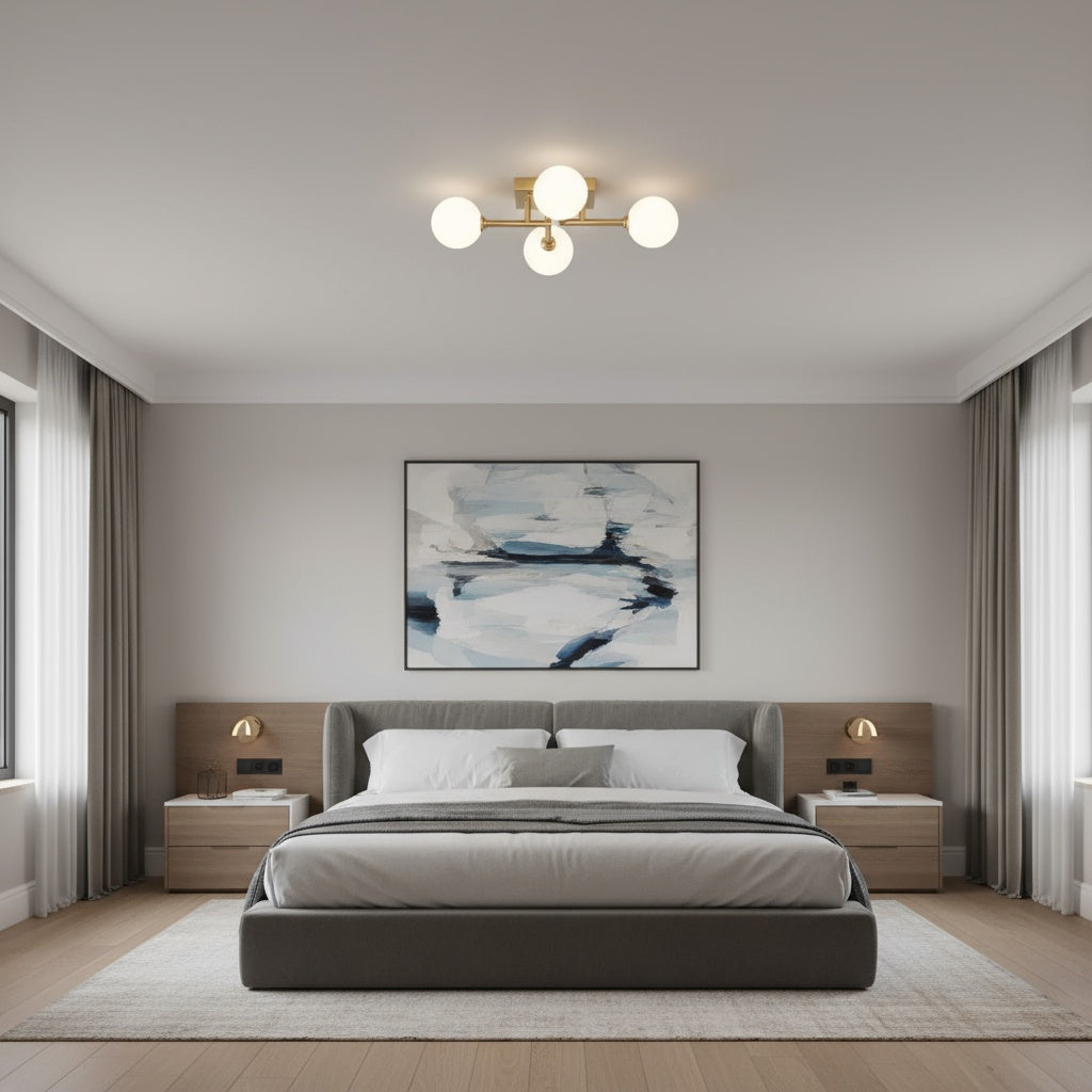 Lustra Mini STREVA Gold Abajur MAT 4xE27