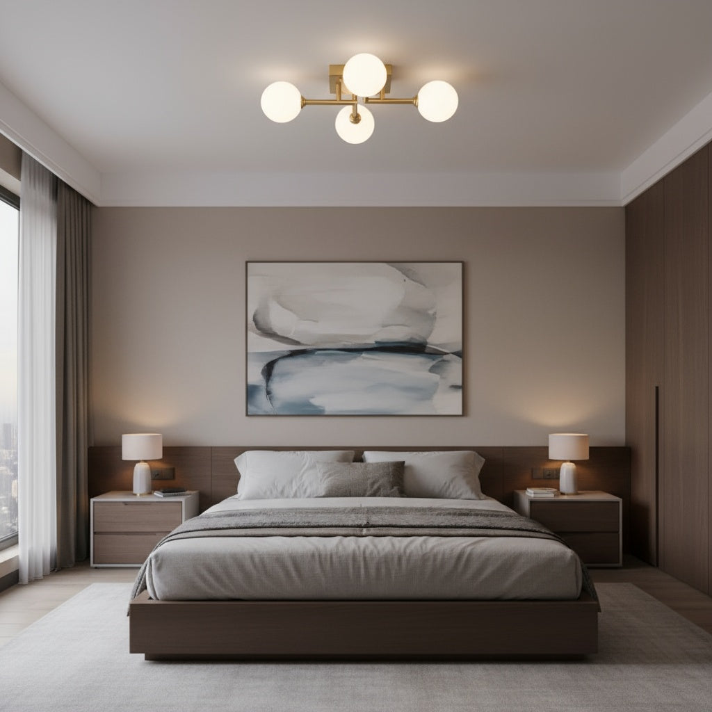 Lustra Mini STREVA Gold Abajur MAT 4xE27