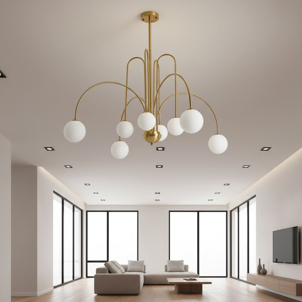 Lustra CARO Gold Abajur Mat 8xG9