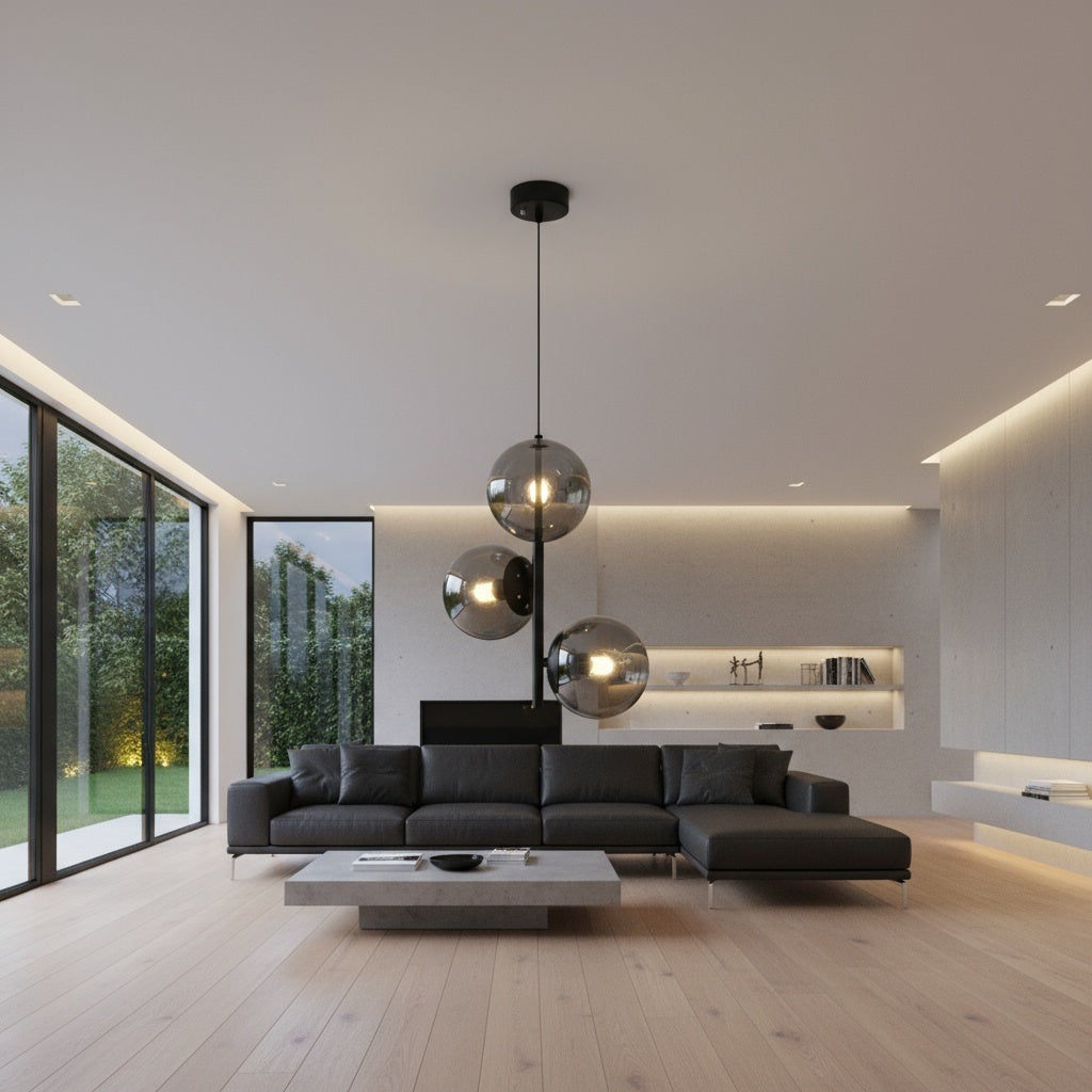 Pendul DIONIS Negru Abajur Fumuriu 3xE27