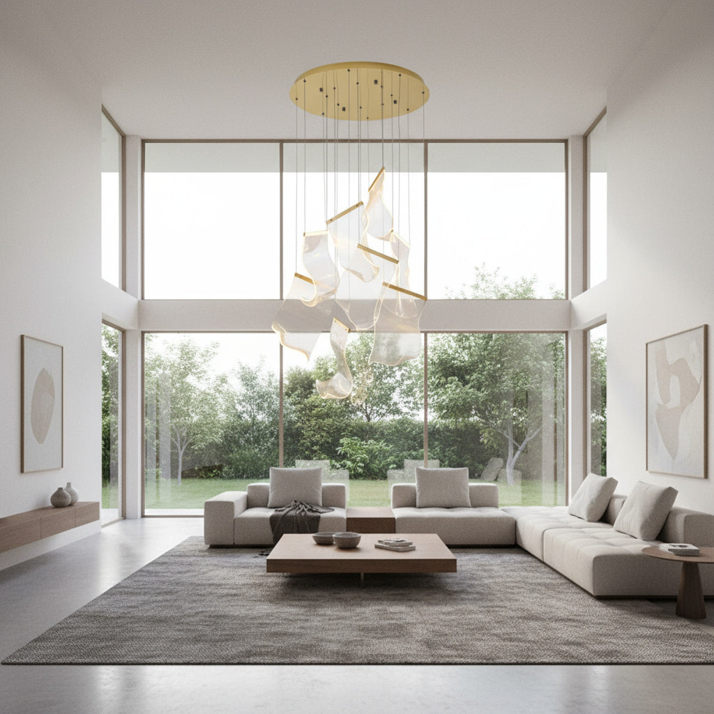 Lustra LED Luxury PAPER QUILL GOLD 8Elemente Echivalent 150W Telecomanda