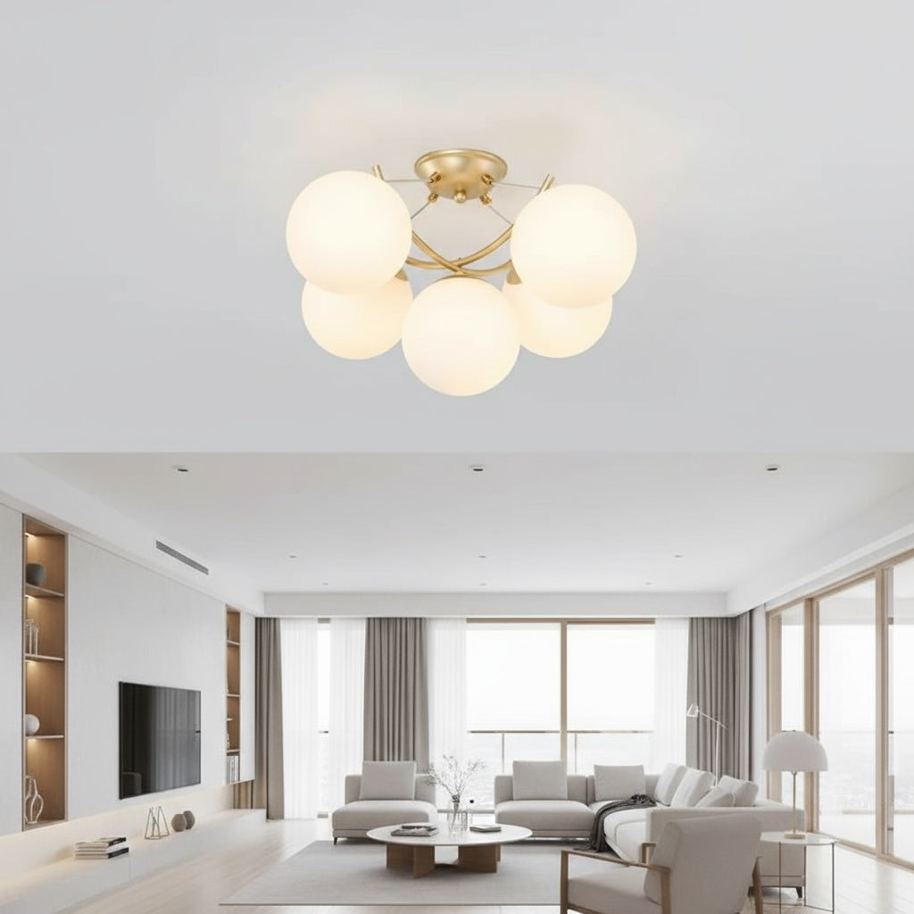 Lustra SERVA Gold Abajur Mat 5xE27