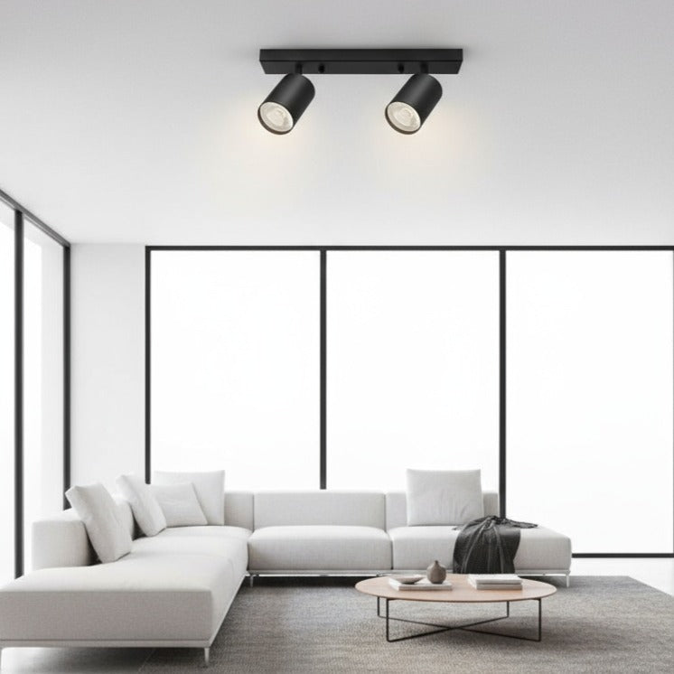 Lustra Neagra Liniara cu 2 Spoturi Reglabile 2xGU10