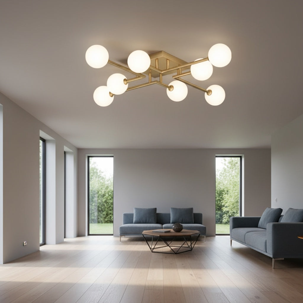 Lustra Maxi STREVA Gold Abajur MAT 8xE27