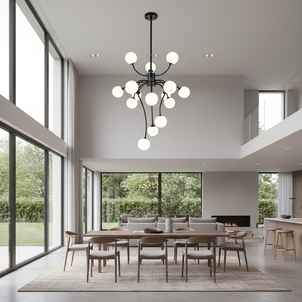 Lustra Suspendata REVSA Black Abajur Mat 15xG9