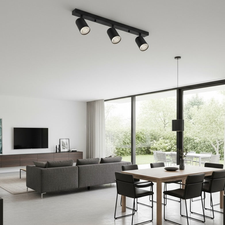 Lustra Neagra Liniara cu 3 Spoturi Reglabile 3xGU10