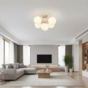 Lustra SERVA Gold Abajur Mat 5xE27