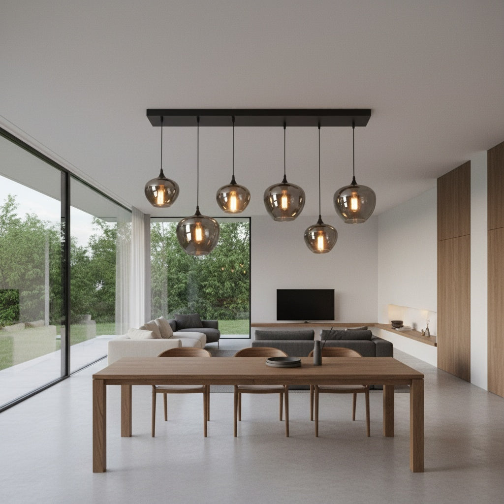 Lustra VERA Black Abajur Fumuriu 6xE27